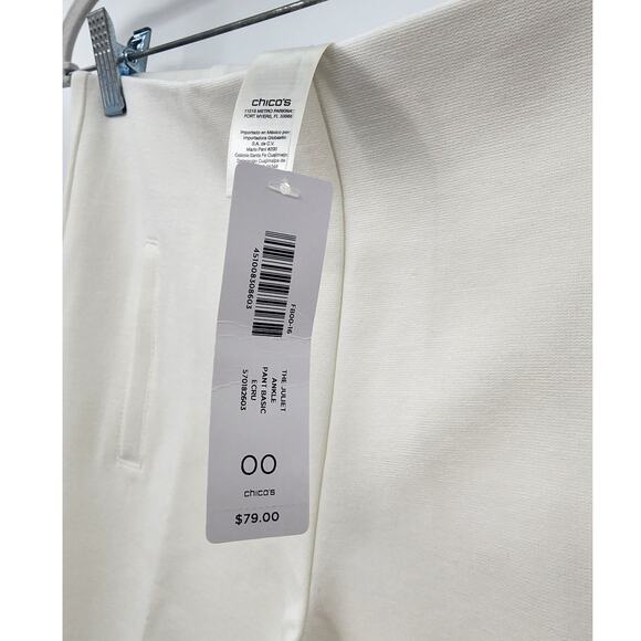 New NWT Chico's The Juliet Ankle Pants Basic In Ecru Size 00 Whit Cream Casual 2 - Picture 9 of 11